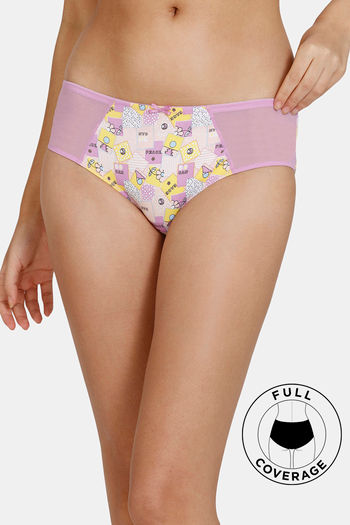 Buy Zivame Retro Vibes Low Rise Full Coverage Hipster Panty - Violet Tulle